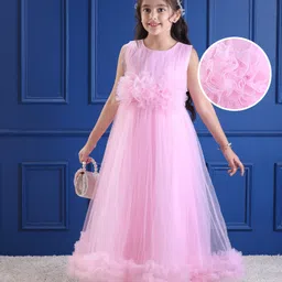 Mark & Mia Woven Sleeveless Party Dress With Floral Corsage & Ruffle Detailing - Pink-picture-24