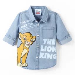 Babyhug Disney Denim Woven Full Sleeves Shirt with Lion King Graphics - Light Blue-picture-15