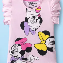 kookie kids india disney Kookie Kids Disney Single Jersey Knit Frill Sleeves T-Shirt with Minnie Mouse Print - Pink-picture-14