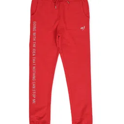 ALAN JONES Cotton Blend Knit Typography Printed Joggers - Red-image-77
