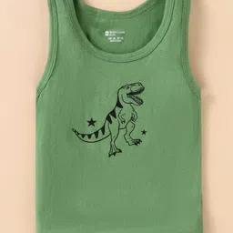 Bodycare Cotton Knit Sleeveless Vests with Dino Print Pack of 2 - Grey & Green image 2