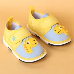Cute Walk by Babyhug Casual Shoes with Dino Applique - Yellow & Light Blue image 2
