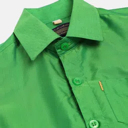 THANGAMAGAN Viscose Half Sleeves Soild Without Lining Shirt - Parrot Green image 4
