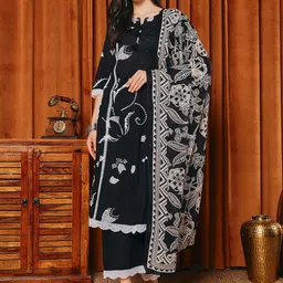 Meena Bazaar Ethnic Motifs Printed V-Neck A-Line Kurta With Trousers & Dupatta-picture-49
