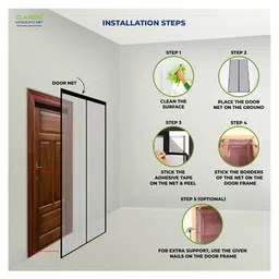 classic mosquito nets Classic Mosquito Net Magnetic Screen Fiberglass Mesh Curtain Patio Door With Full Frame Hook & Loop 200 x B 95 cm - Black image 4