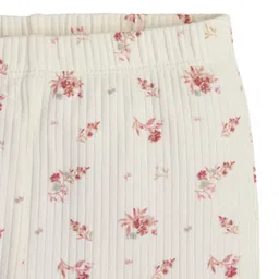 JusCubs Floral Printed Ribbed Leggings - Off White image 5