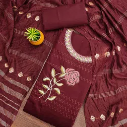 Rangtulika Ethnics Floral Embroidered Thread Work Unstitched Dress Material-picture-38