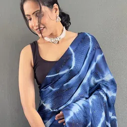 HERE&NOW Tie and Dye Embellished Pure Georgette Saree image 3