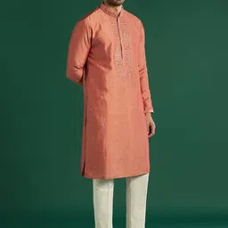 KALKI Fashion Men Ethnic Motifs Embroidered Regular Mirror Work Kurta with Trousers-picture-41