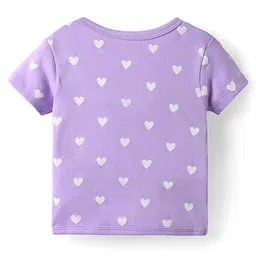 Babyhug 100% Cotton Knit Half Sleeves Antibacterial Front Open Vests with Floral & Hearts Print Pack of 3 - Pink Lilac & White image 5