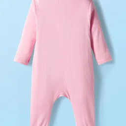 Babyhug 100% Cotton Interlock Knit Full Sleeves Rompers Pack Of 2 - Pink & White image 5