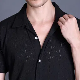 GODFREY Standard Self Design Cuban Collar Pure Cotton Shirt image 2