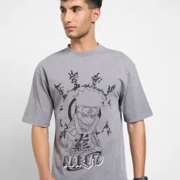 Sf Jeans By Pantaloons Grey Cotton Relaxed Fit Printed T-Shirt-picture-25