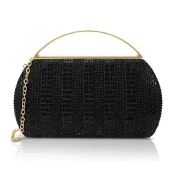 LAVIE Signature Black Bun Shimmer Small Framed Clutch image 2