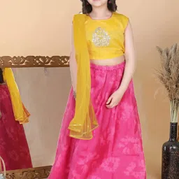 AJ Dezines Kids Yellow Embroidered Lehenga Cholis image 1