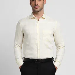 Peter England Elite Yellow Cotton Slim Fit Shirt image 1
