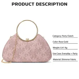 LAVIE Signature Rose Gold Adore Shimmer Small Framed Clutch image 5