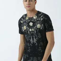 Huetrap Men Black Printed Round Neck T-shirt-picture-10