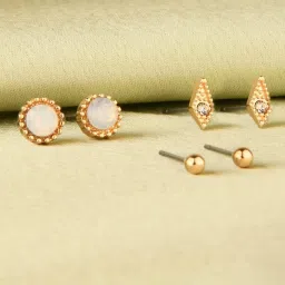 Accessorize London Golden Stud Earrings - Set of 3 image 1