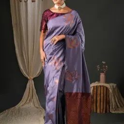 Saree Mall Lilac Woven Sarees With Unstitched Blouse-picture-26