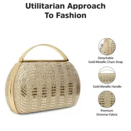 LAVIE Signature Golden Bun Shimmer Small Framed Clutch image 3