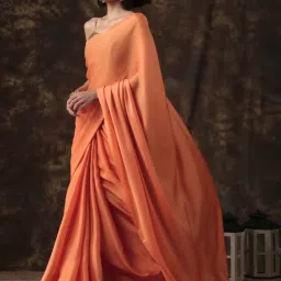 Swtantra Tangerine Satin Saree image 1