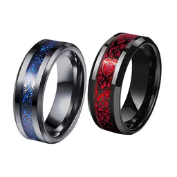 MEENAZ Set Of 2 Silver-Plated Double Rings image 1
