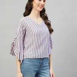 chimpaaanzee Chimpanzee White & Black Striped Top image 1