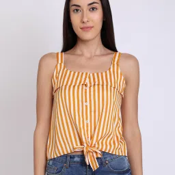 Chimpanzee Mustard & Yellow Striped Crop Top image 1