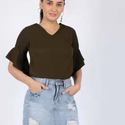 chimpaaanzee Chimpanzee Dark Olive Regular Fit Top image 1