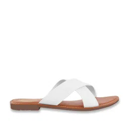 Shoetopia Women's White Cross Strap Sandals image 2
