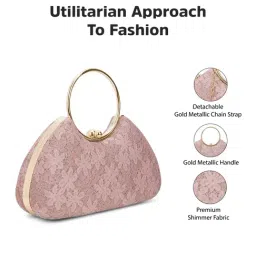 LAVIE Signature Rose Gold Adore Shimmer Small Framed Clutch image 3