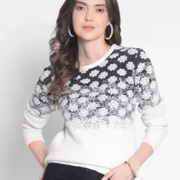 Crimsoune Club White & Black Embellished Sweater image 1