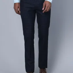 Cantabil Navy Regular Fit Checks Trousers image 1