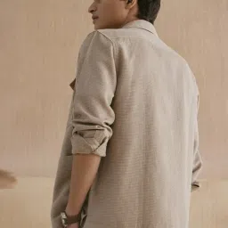 Andamen Khaki Blended Regular Fit Chevron Jacket image 2