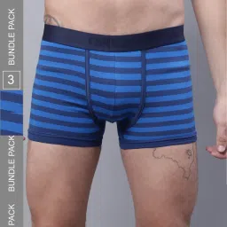 Cantabil Blue Cotton Regular Fit Striped Trunks - Pack of 3 image 1