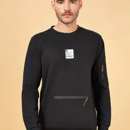 Street 808 by Pantaloons Black Regular Fit Self Pattern Sweatshirt image 1