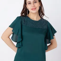 Zink London Teal Embellished Top image 1