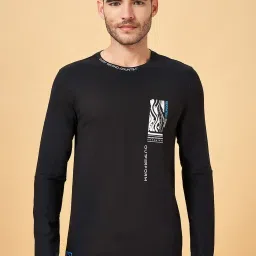 Ajile by Pantaloons Black Cotton Slim Fit Printed T-Shirt image 1