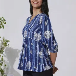 W Blue Printed Top image 2