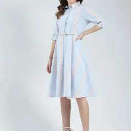 Monte Carlo Blue Regular Fit Striped Dress image 3