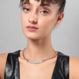 Sohi Women's Crystal Cluster Chainlink Necklace image 2