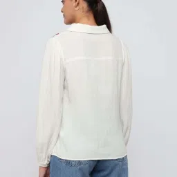 Cover Story White Regular Fit Embroidered Shirt image 2
