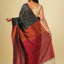 Jaypore Black Silk Embellished Hand Woven Saree image 2
