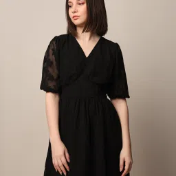 Only Black Self Design Fit & Flare Dress image 2