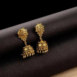 Voylla Gold-Toned Oxidized Dome Shaped Jhumkas-image-14