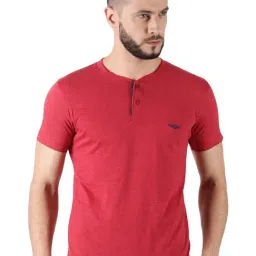 Force NXT Red Cotton Regular Fit Henley T-Shirt-picture-29