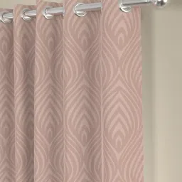 Rosara Home Polyester Pink Jacquard Regular 5 ft Window Curtains - Pack of 2 image 2