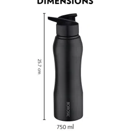 Borosil Black Stainless Steel Water bottle With Double Wall Vacuum (750 ML) image 2
