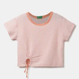 United Colors of Benetton Kids White & Orange Striped Top image 1